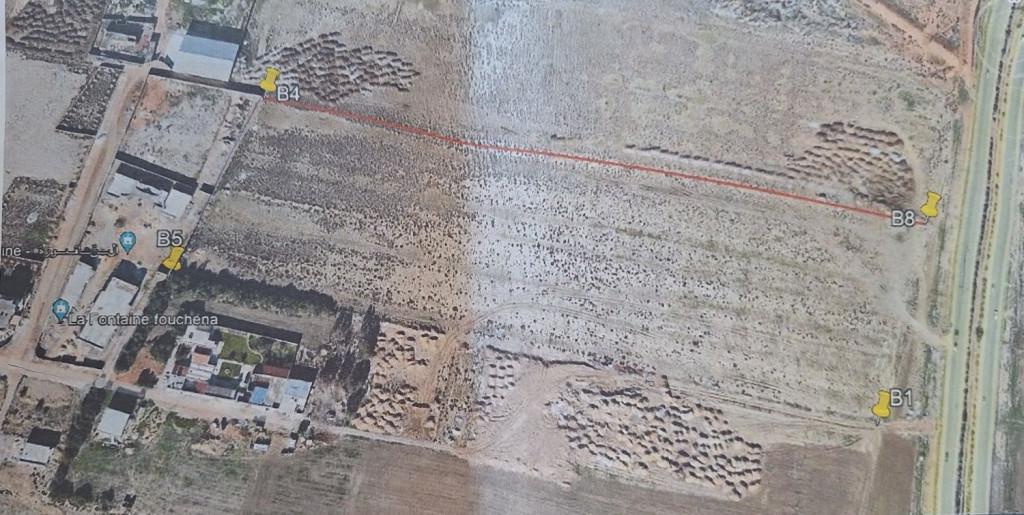 À Vendre : Terrain 2093 m² à Fouchena – Cité El Hidhab, emplacement stratégique, prix 350 DT/m²